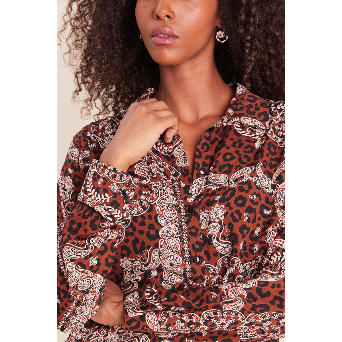 Chemise fluide manches longues marron, BREAL