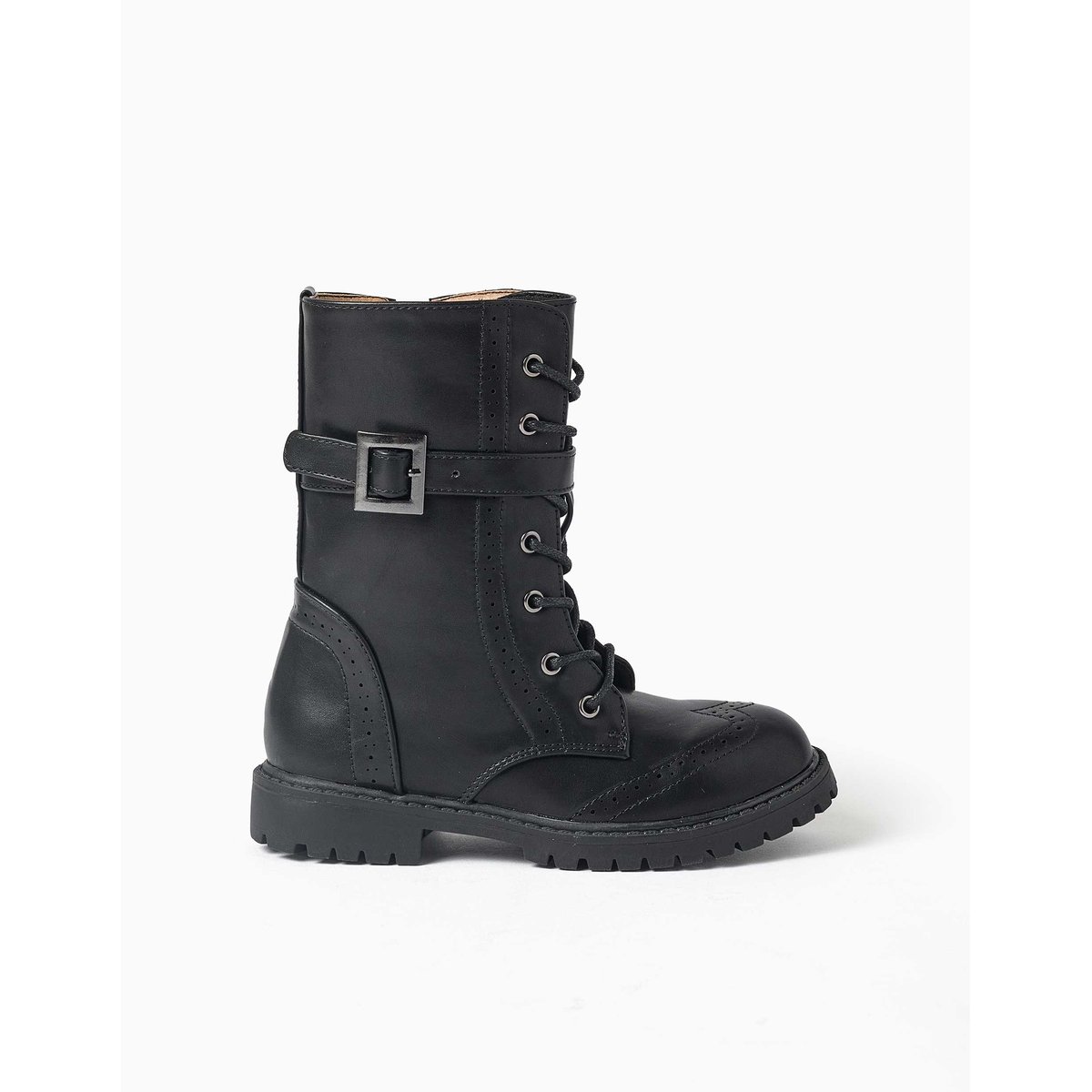 Bottes motardes montantes avec lacets et doublure douce rose, ZIPPY