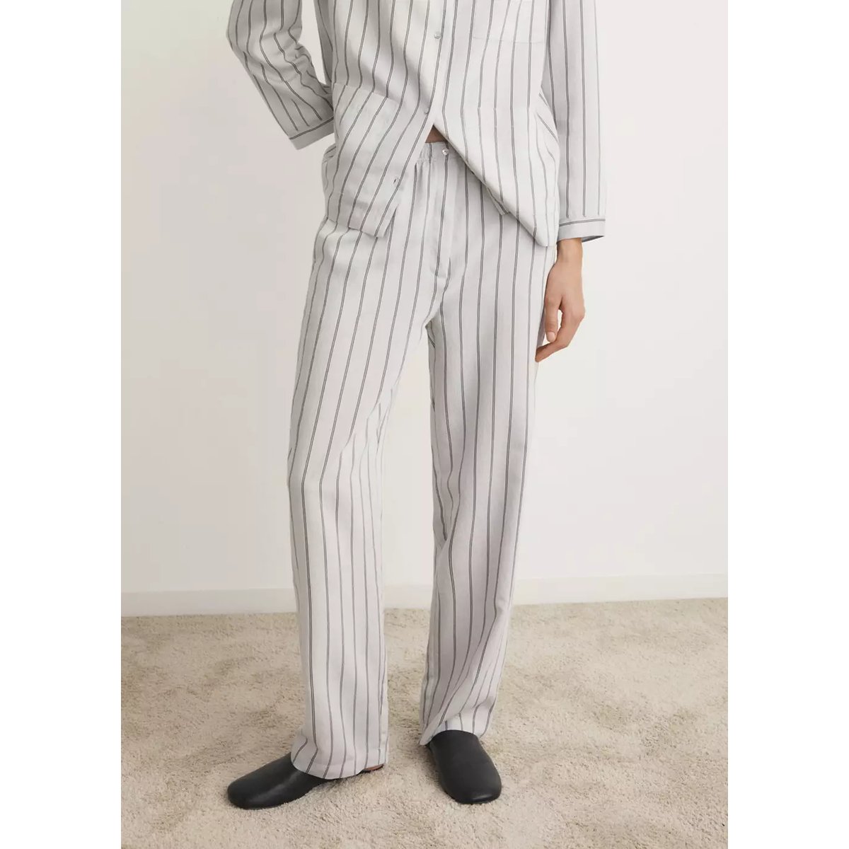 Pantalon pyjama rayures gris, MANGO