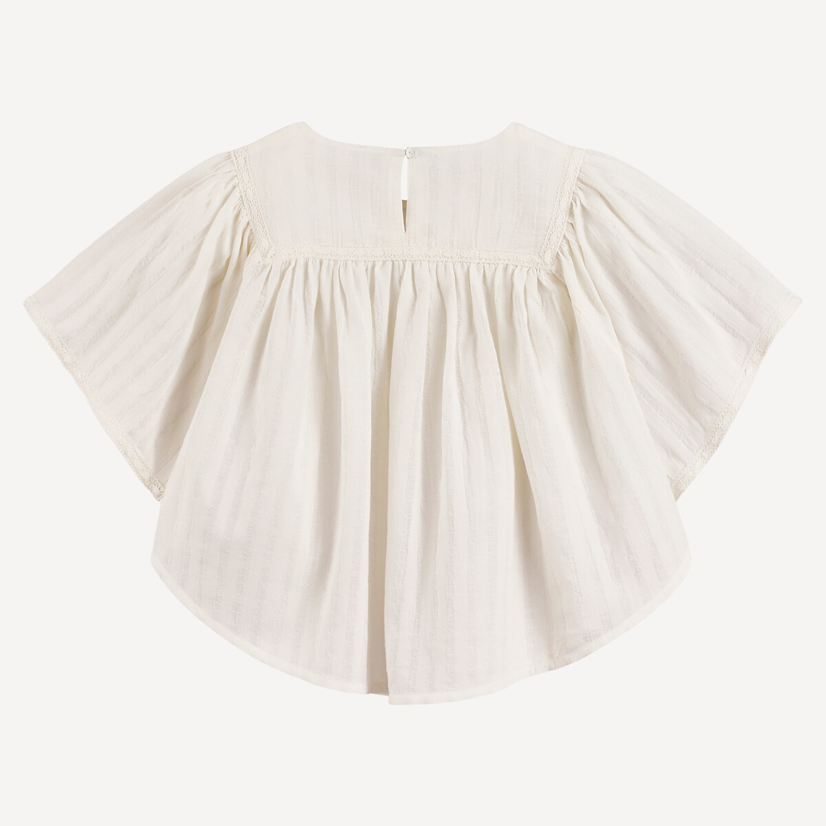 Butterfly Blouse with Short Sleeves white, LA REDOUTE COLLECTIONS