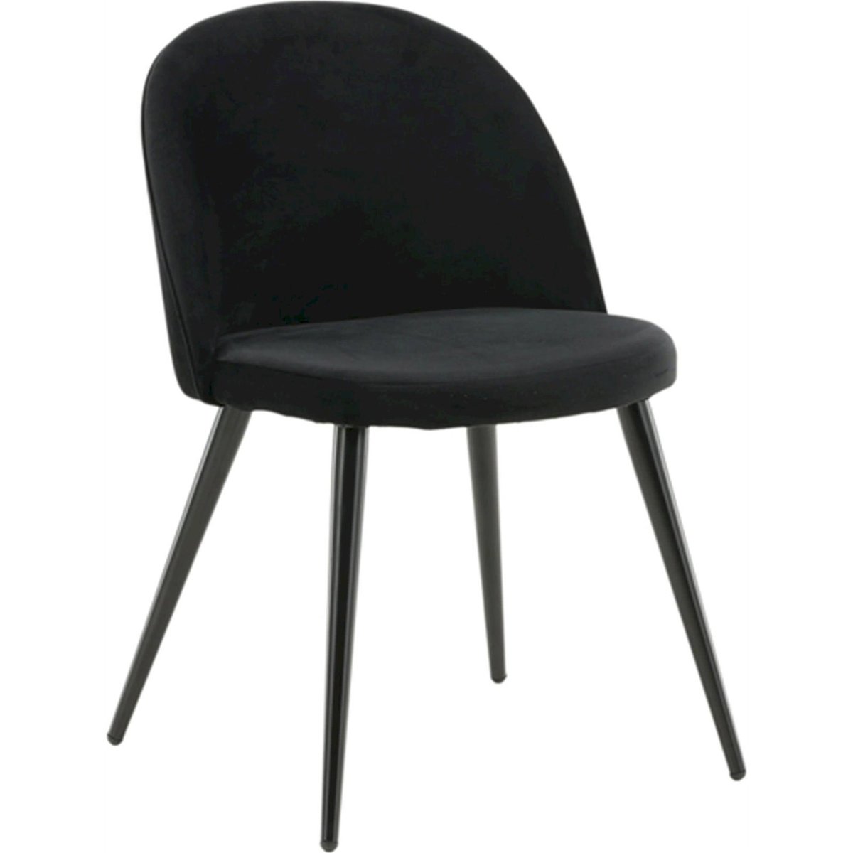Chaise tapissée dossier arrondi DILLIZE noir velours, RECOLLECTION