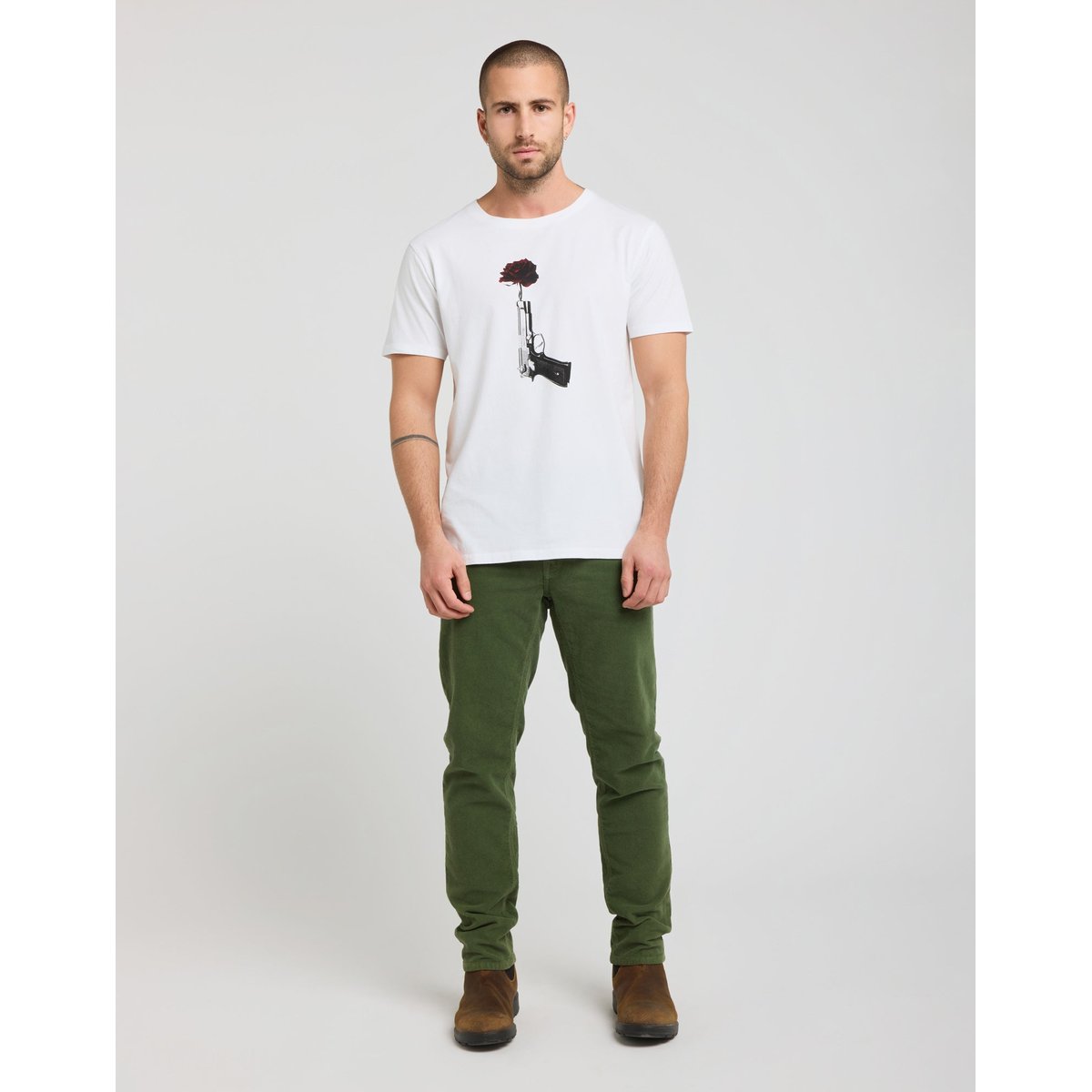PANTALON CHINO VELOURS ROYPIZA vert, PULLIN
