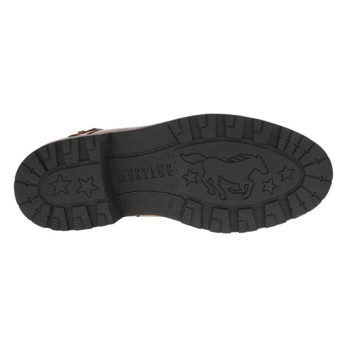 Bottines brunes à talon décroché bas avec un zip et des lacets ronds brunes, MUSTANG