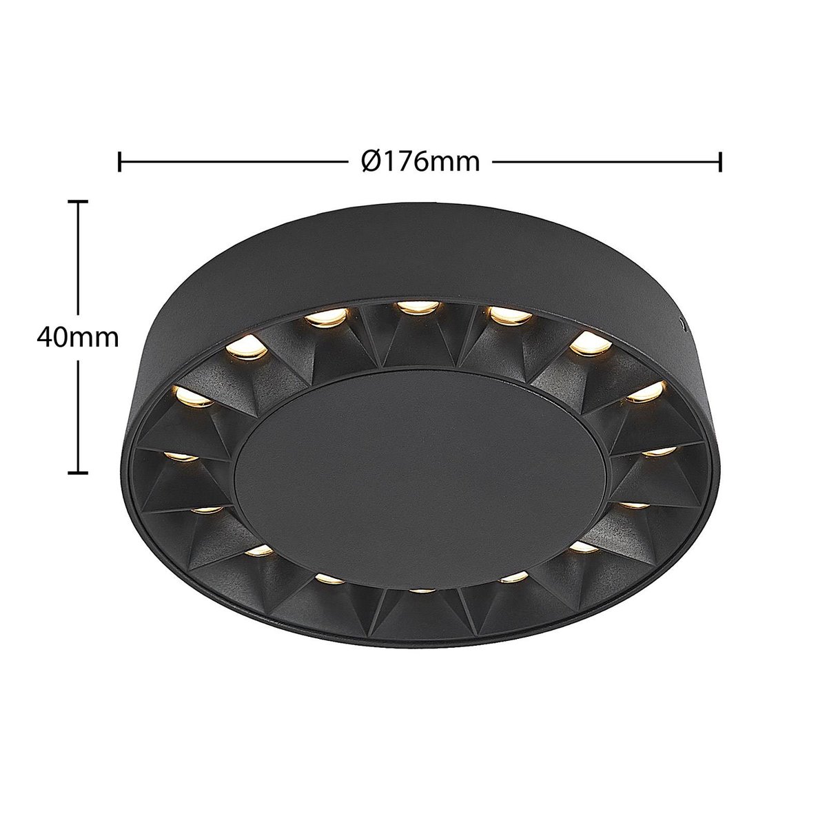 Plafonnier extérieur en aluminium moderneLED noir, LUCANDE