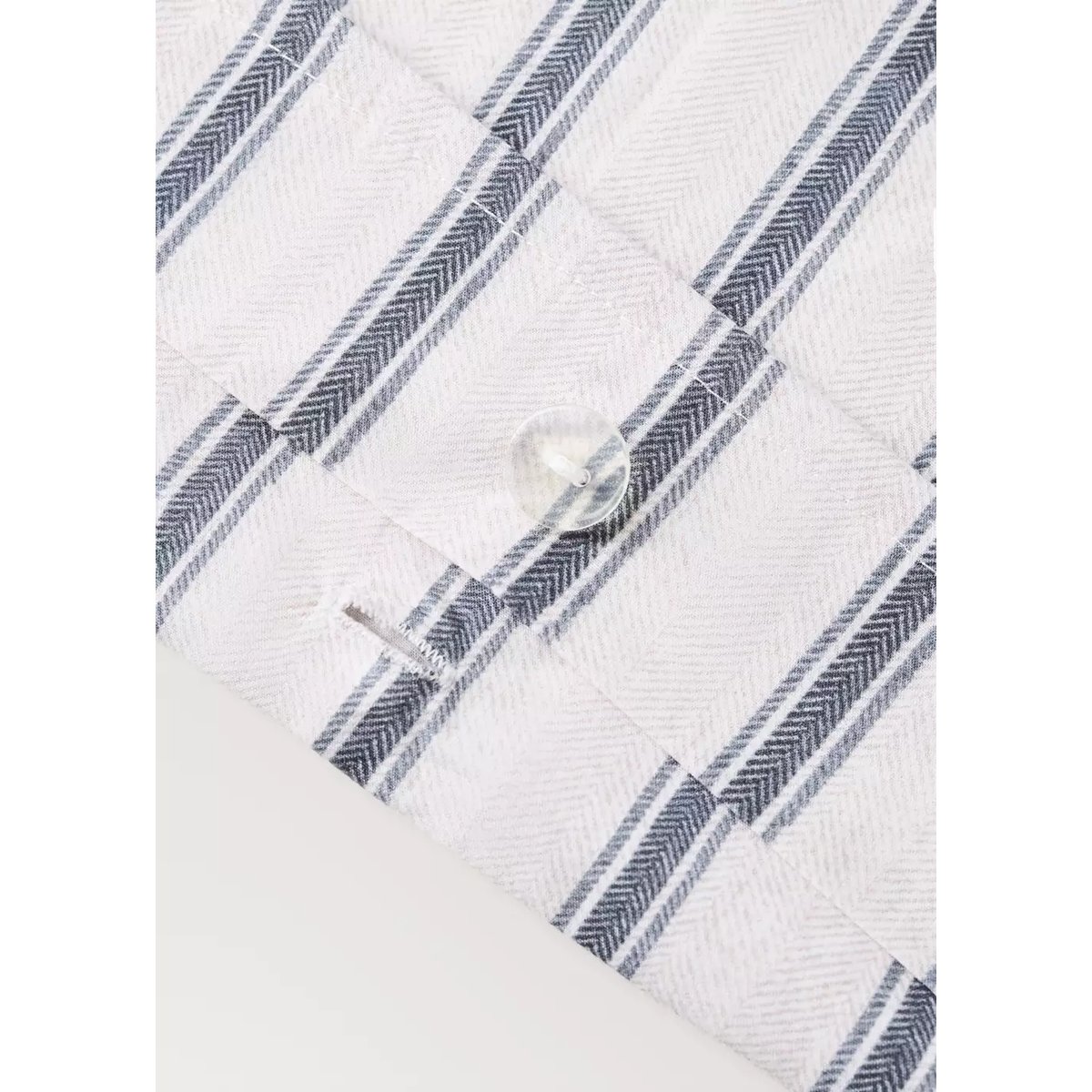 Housse de couette en percale de coton 200 fils imprimée rayures lit 90 écru, MANGO HOME