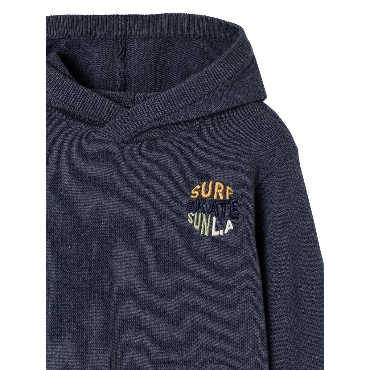 Pull à capuche bleu chiné, VERTBAUDET