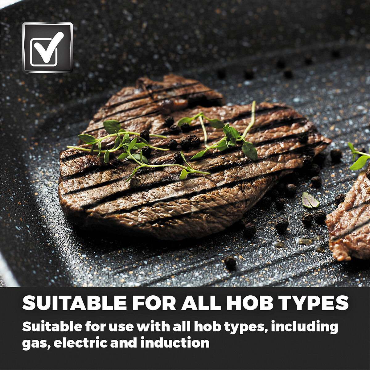 28cm Precision Non-Stick Grill Pan black, TOWER