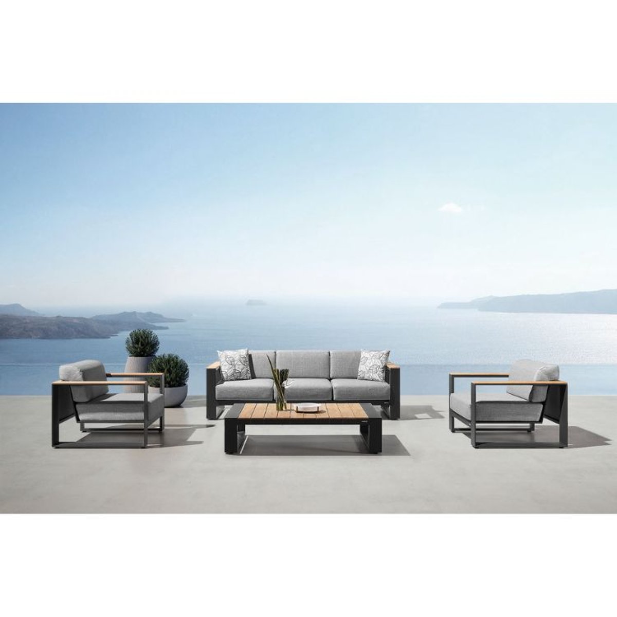 Canapé de jardin en aluminium, SOFY gris anthracite, AU JARDIN DE CHLOÉ