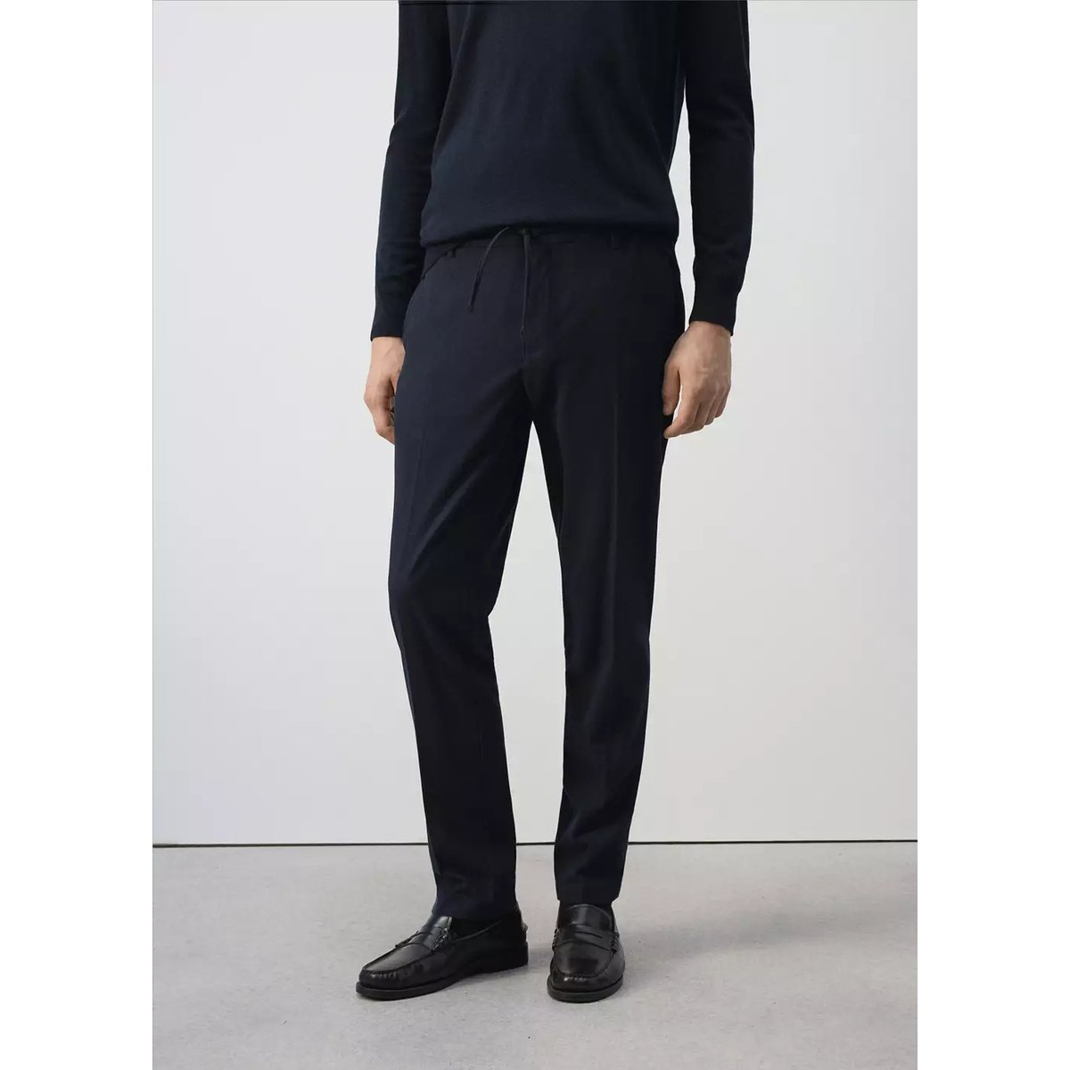 Pantalon slim fit taille élastique bleu marine, MANGO MAN