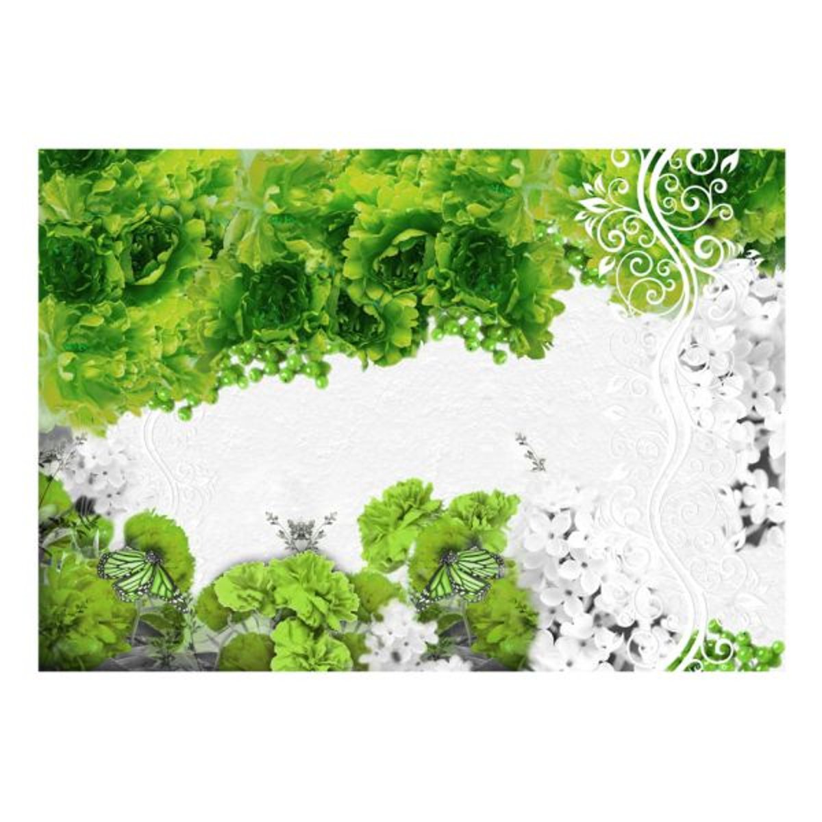 Papier peint intissé panoramique Fleurs Colors of spring: green gris / argent, EDEN