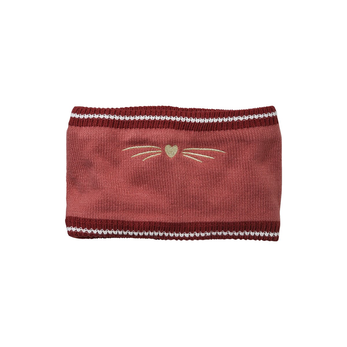 Snood brodé chat en maille côtelée rose foncé, VERTBAUDET