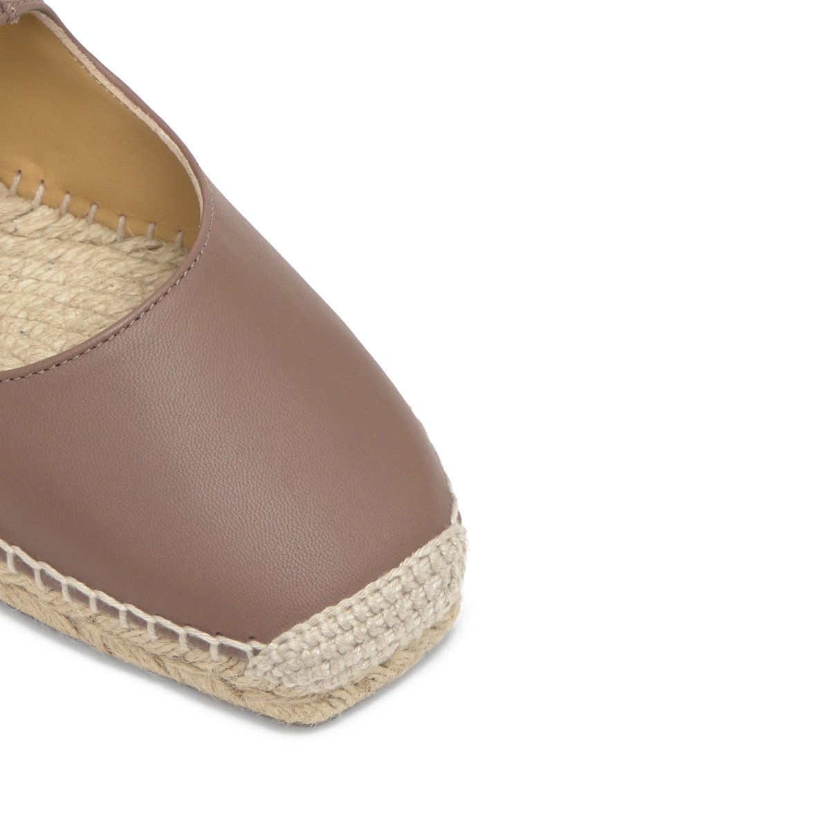 Espadrilles plates style Mary-Jane en cuir nappa PEPA PLATFORM taupe, CASTANER