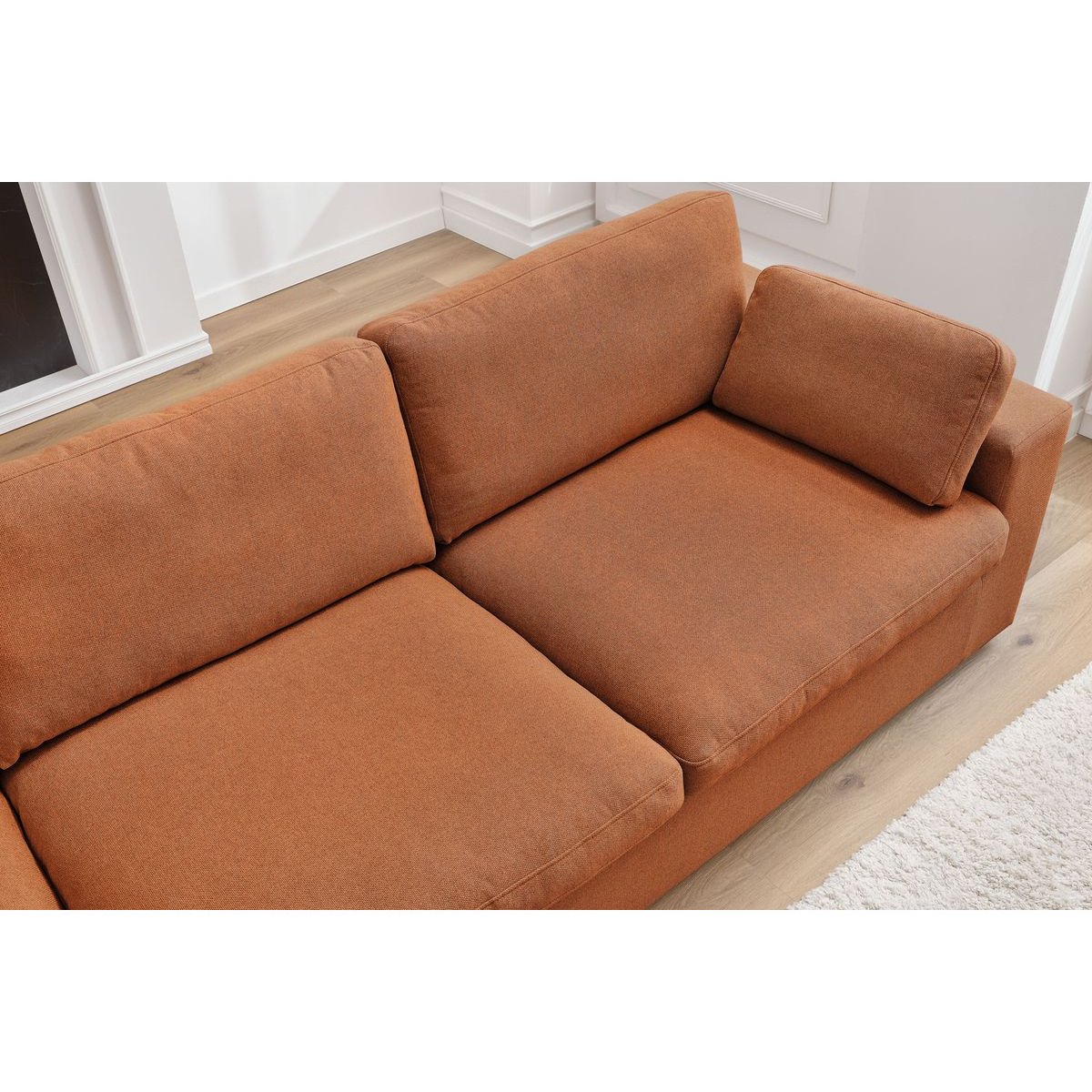 Canapé droit fixe 4 places en tissu, BELAIR orange, BOBOCHIC