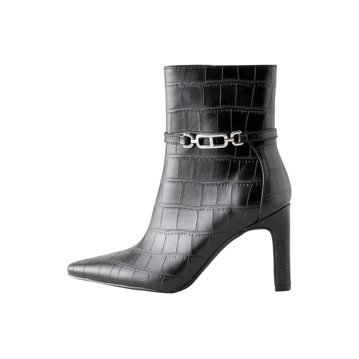 Bottines à talons avec métal forever comfort® crocodile noir en relief, NEXT