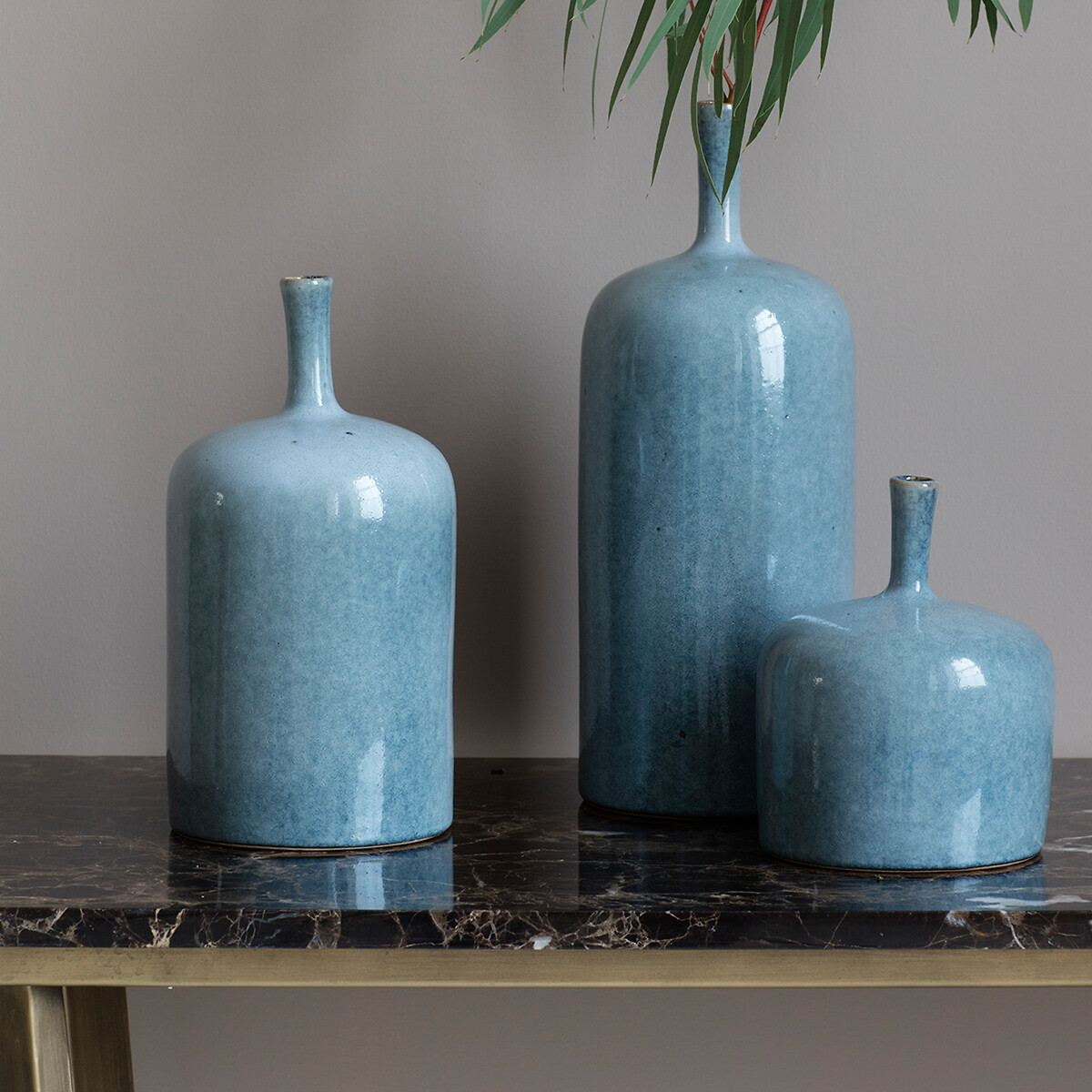 Set of 3 Ceramic Vase Ornaments blue, ÉDITÉ