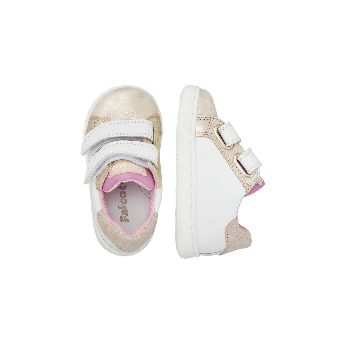 Baskets en cuir et en daim KINER LOW VL blanc-platine-, FALCOTTO