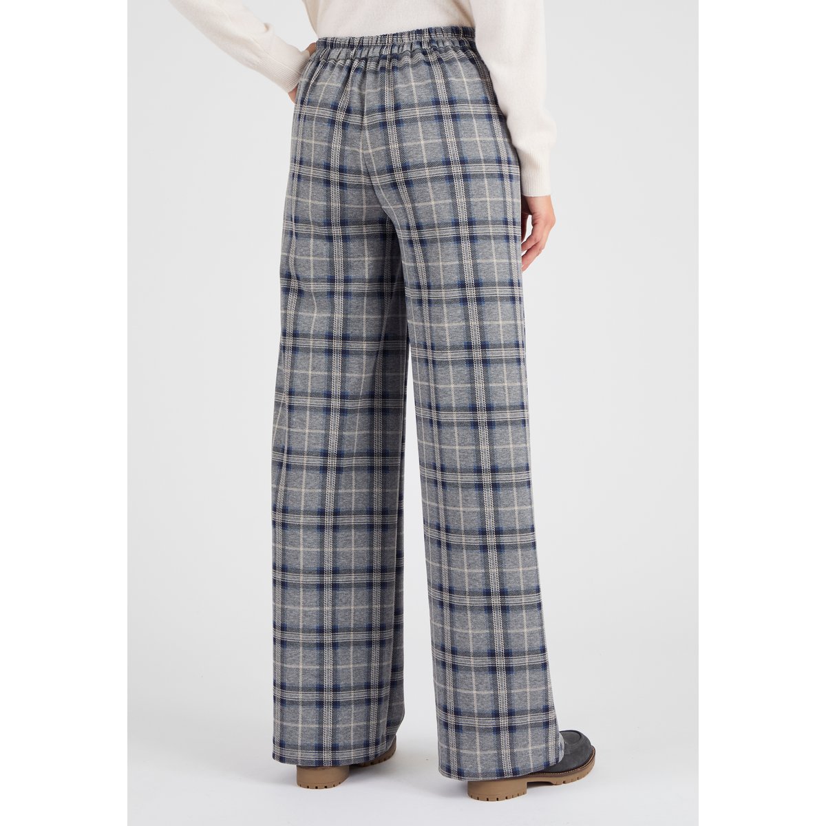 Pantalon enfilable à carreaux marron beige carreaux, DAMART