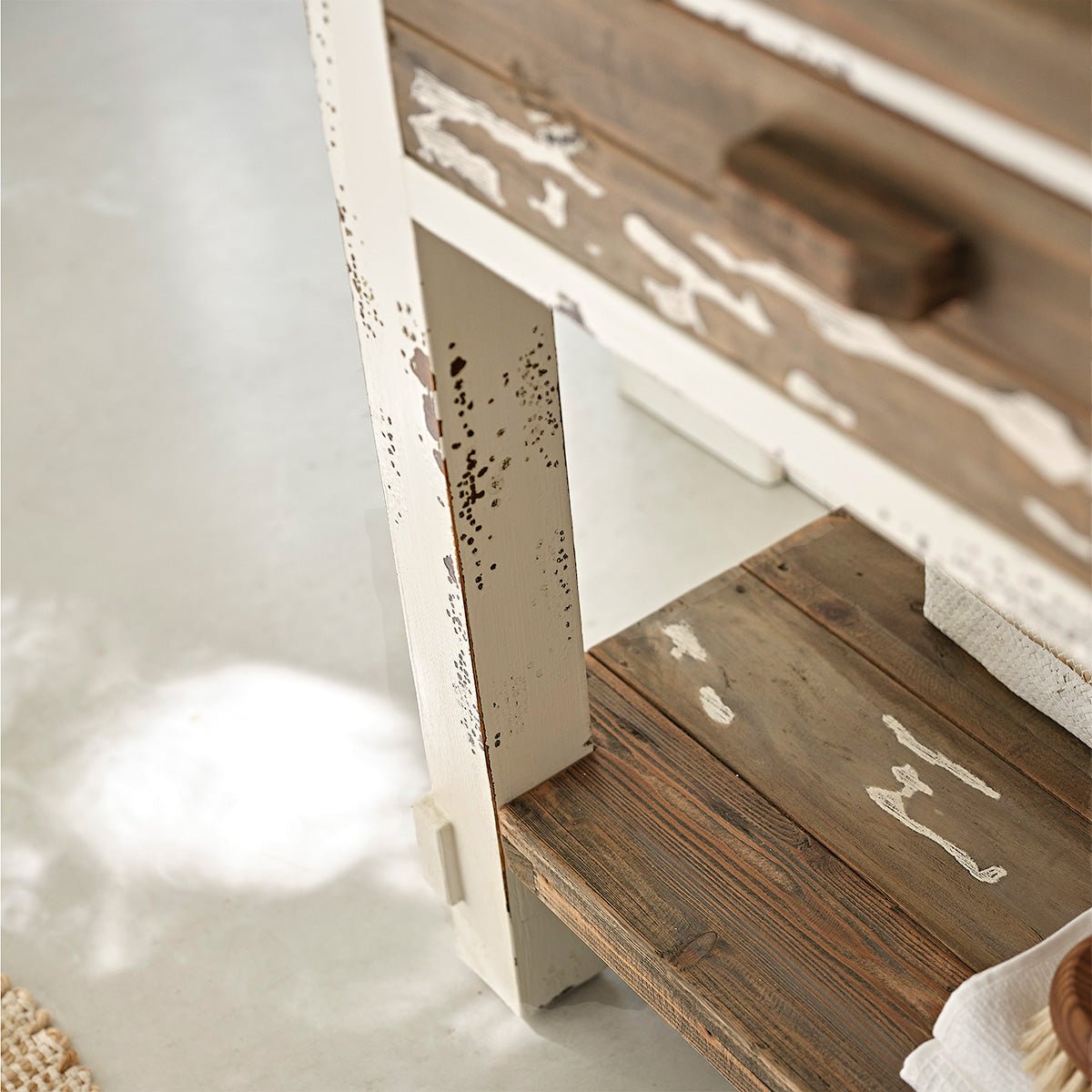 Meuble de salle de bain en bois recyclé 80 cm SEZANNE blanc, BERAH GETAH