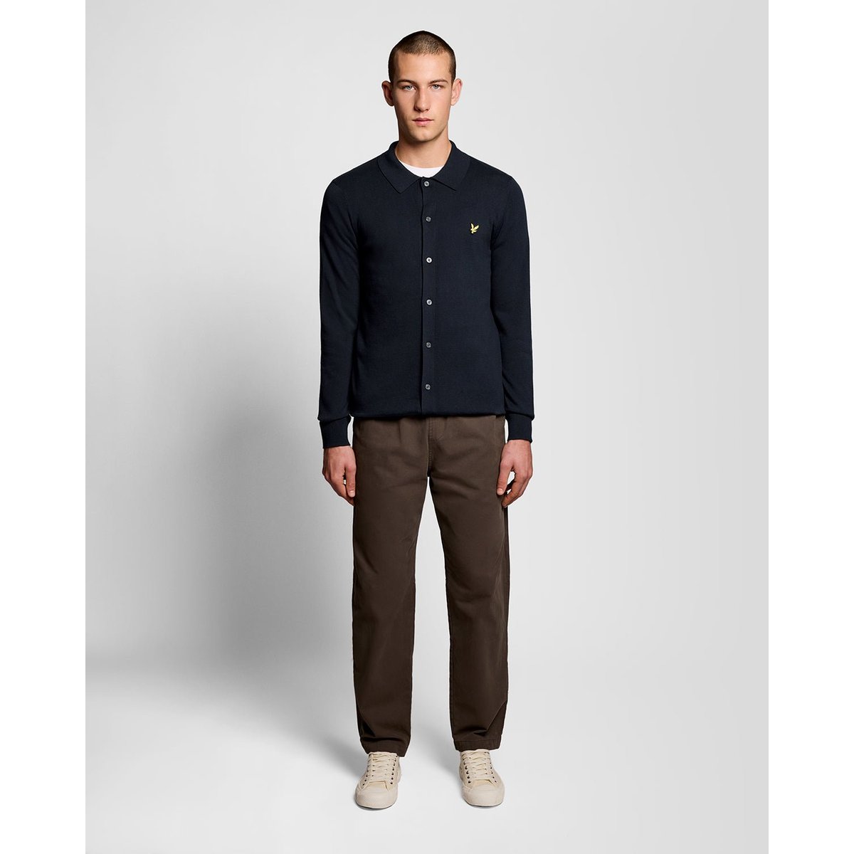 Chemise en coton en maille bleu foncé marine, LYLE & SCOTT