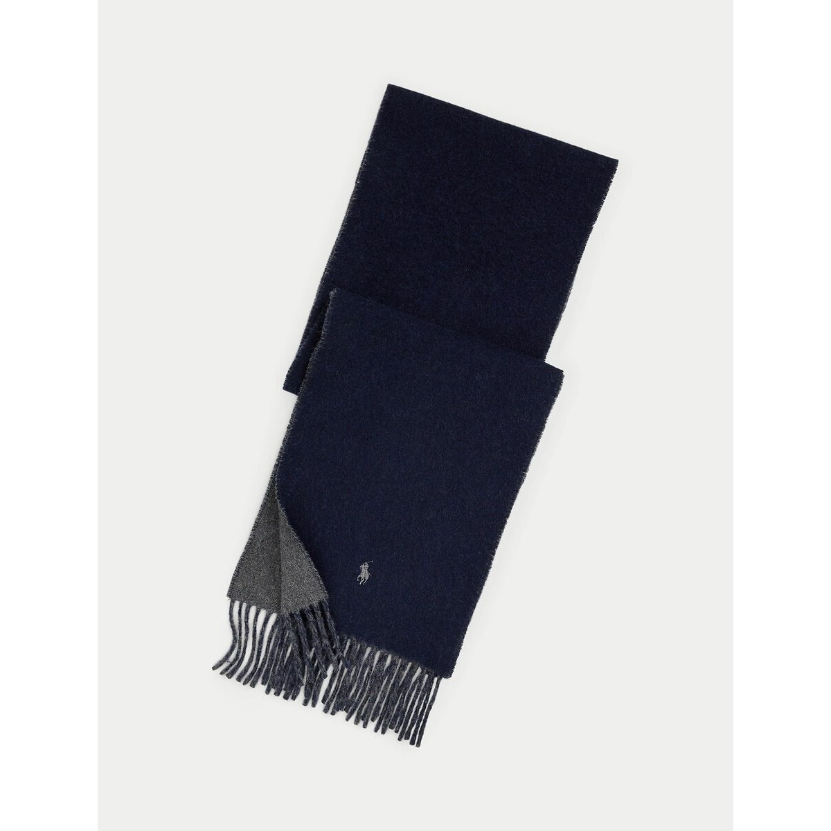 Écharpe réversible laine mélangée bleu marine, POLO RALPH LAUREN