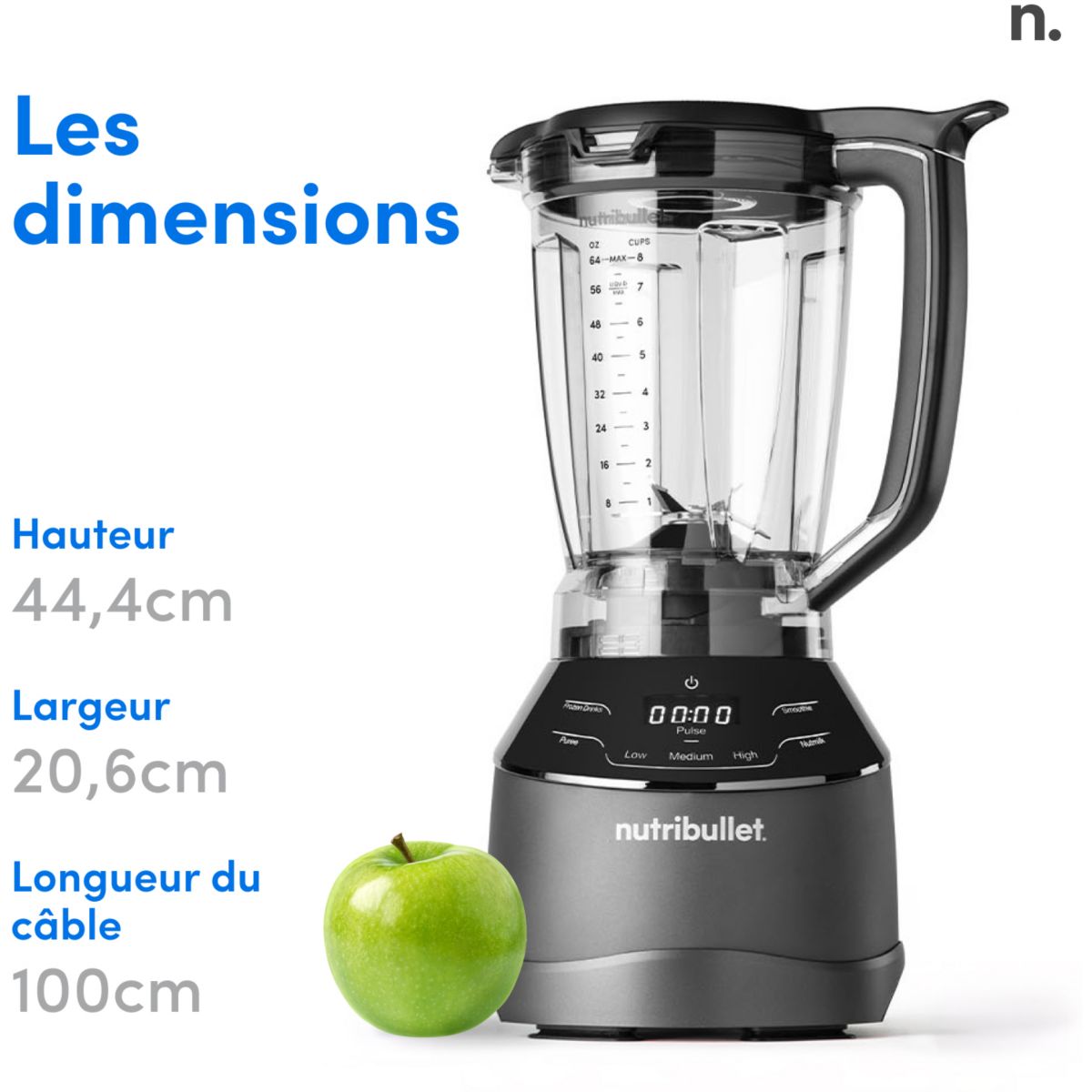 Blender Triple Prep System NBF580B couleur unique, NUTRIBULLET