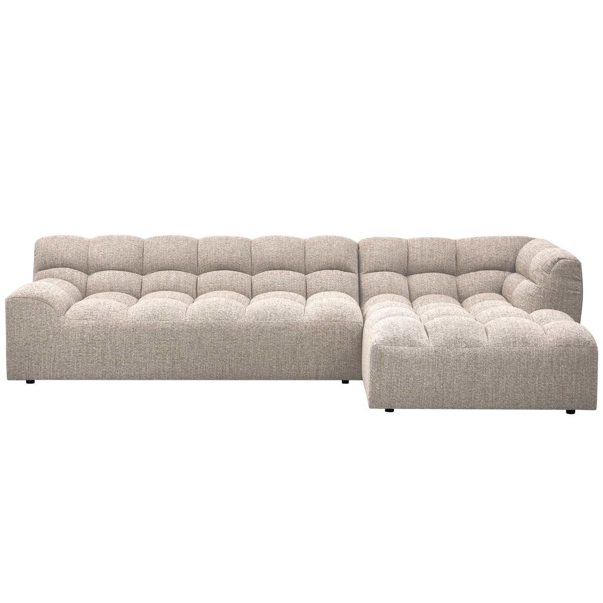 Canapé d'angle droit avec meridienne en tissu tissé ALLURE naturel mélangé, WOOOD