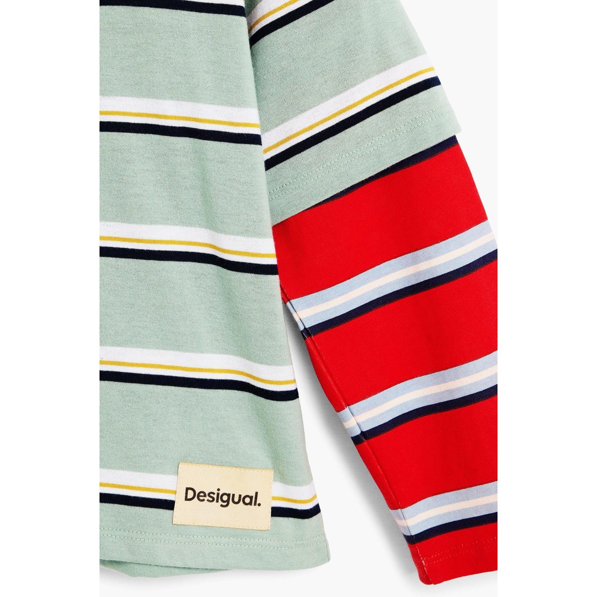 Polo à rayures à double manche bleu, DESIGUAL