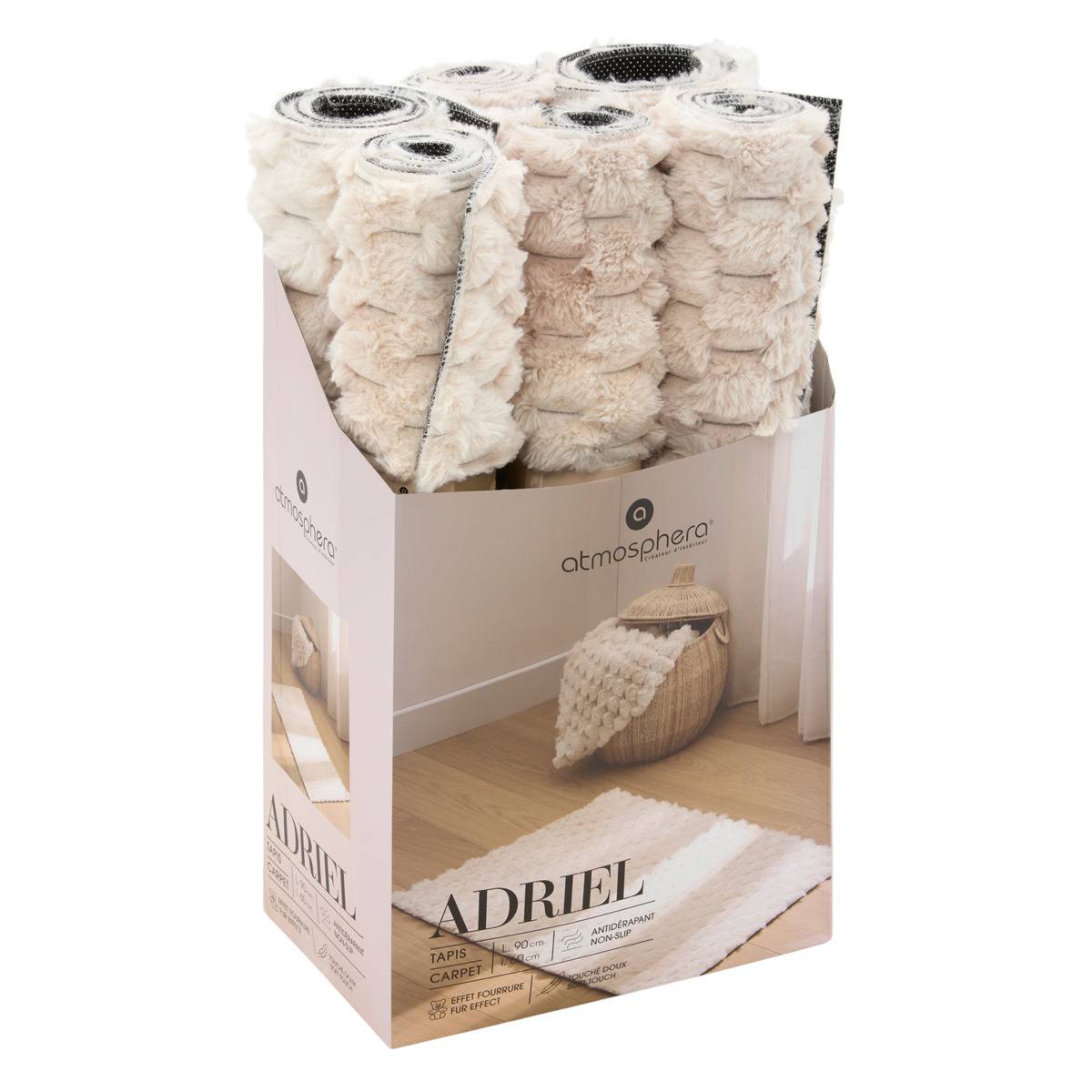 Tapis imitation fourrure ADRIEL beige, ATMOSPHERA