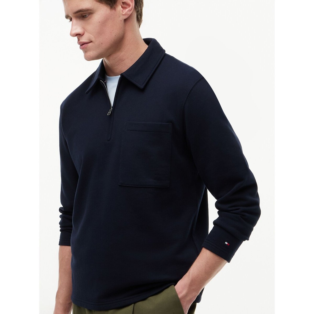 Sweat demi-zippé col montant rouge/marine, TOMMY HILFIGER