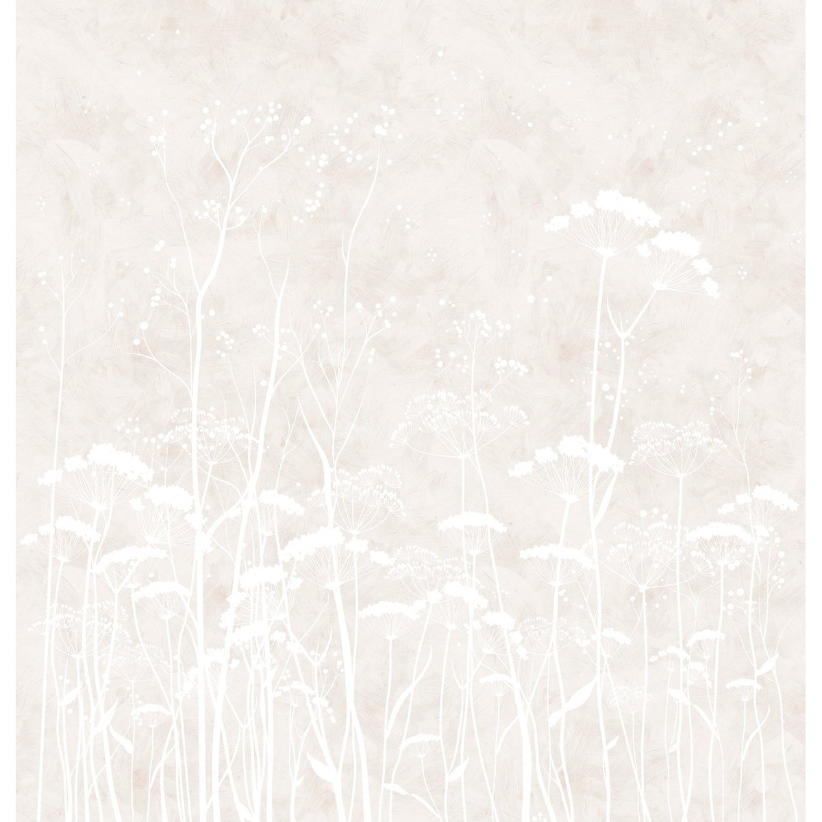 Papier peint panoramique Ombelles 288 x 300 cm - intissé, finition mate blanc, LE PAPIERS DE NINON