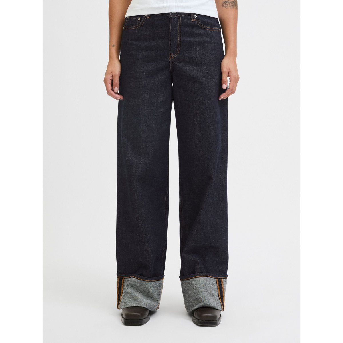 Jean À Coupe Large dark blue denim, JJXX
