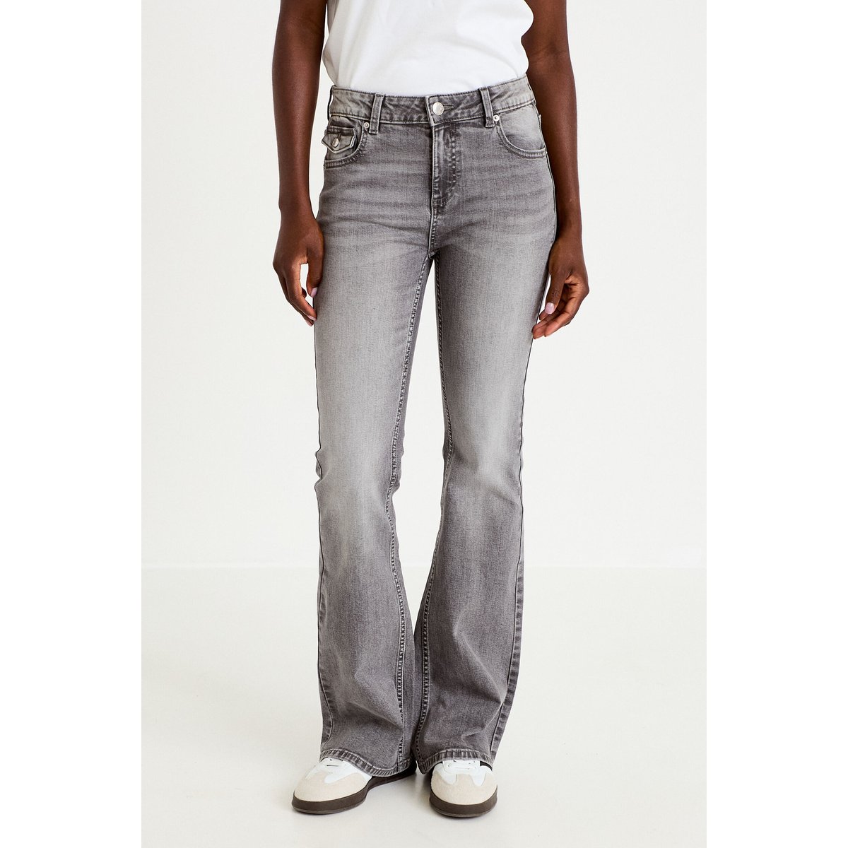 Jean bootcut taille basse denim gris, CACHE CACHE