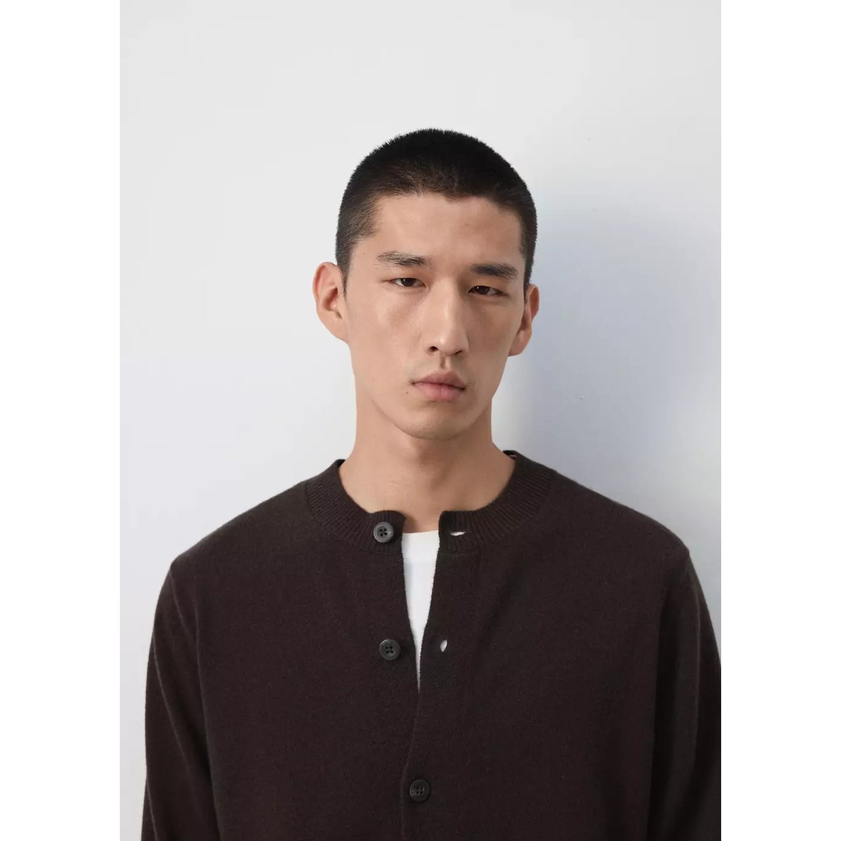 Cardigan 100 % laine maille fine chocolat, MANGO MAN