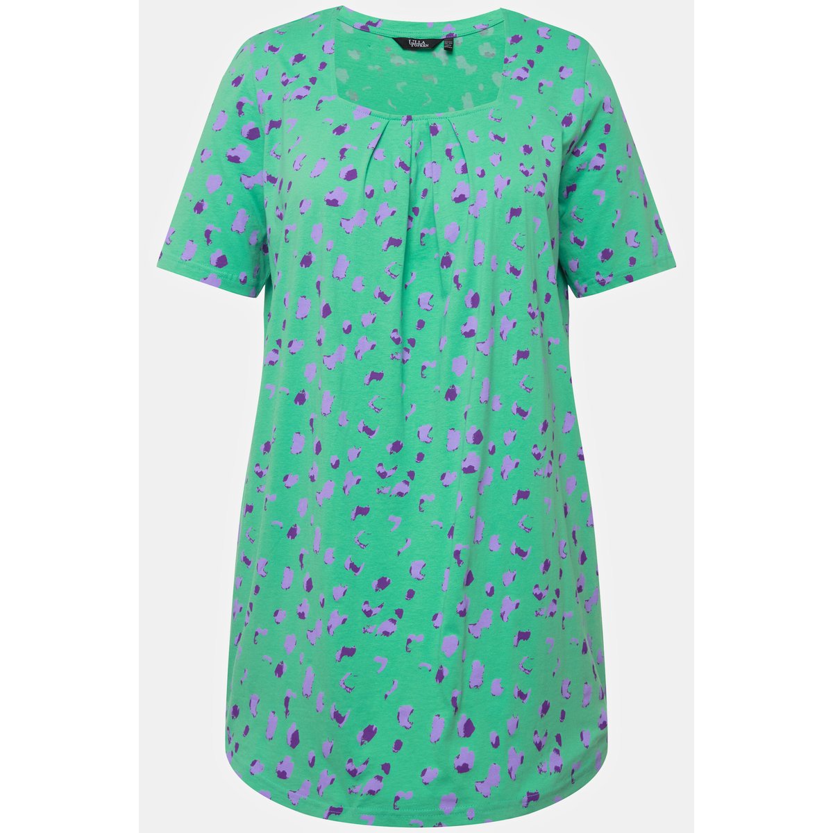 T-shirt long, motifs à pois, encolure carrée vert printanier, ULLA POPKEN