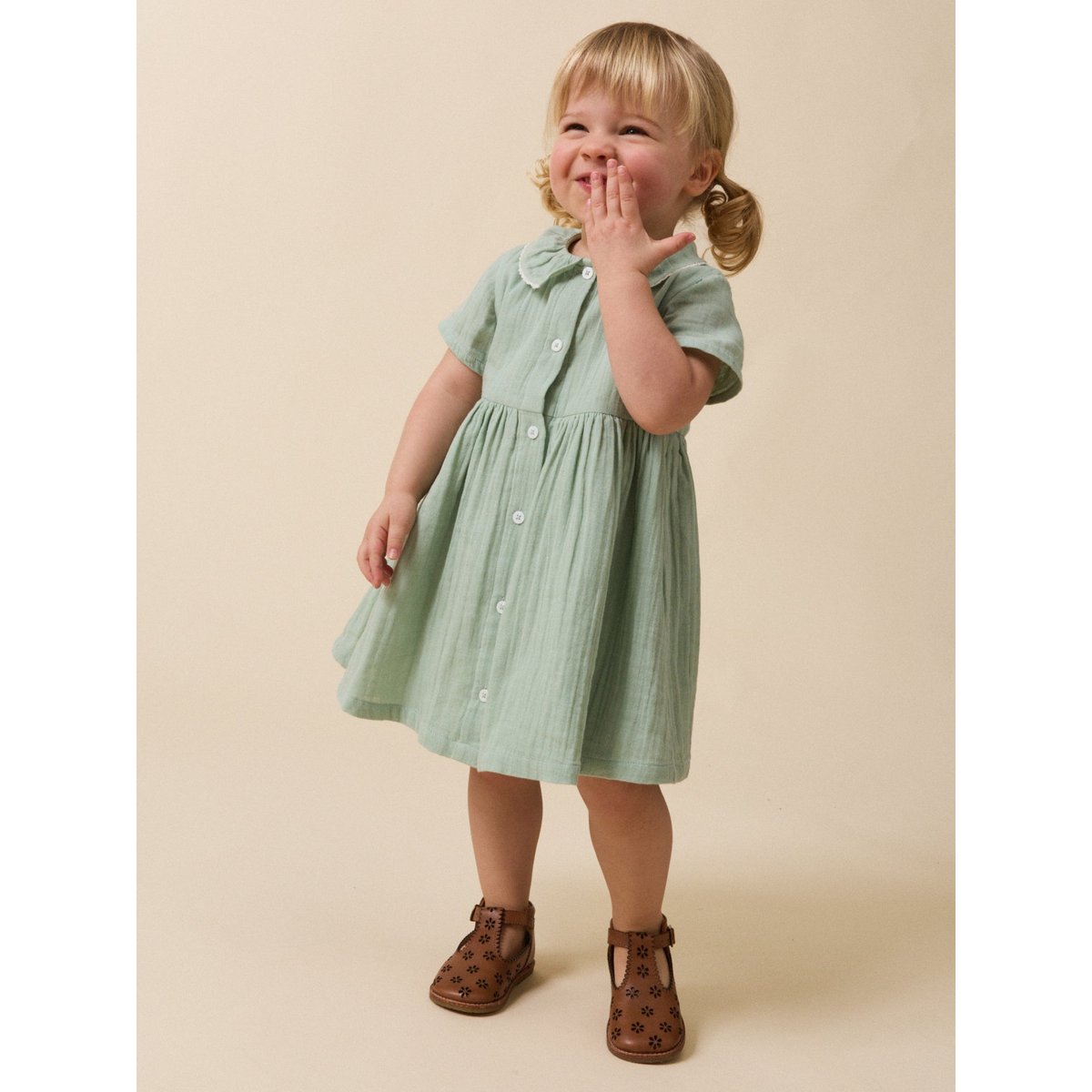 Robe en gaze de coton amande, CYRILLUS