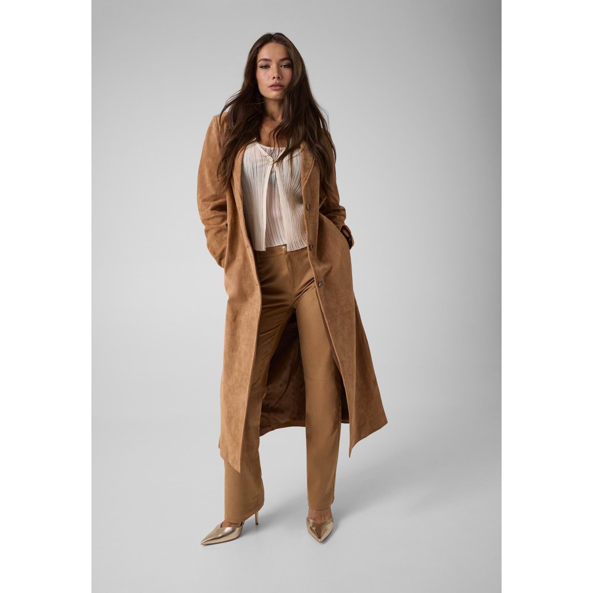 Pantalon Taille Mi-Haute Straight marron, GUESS