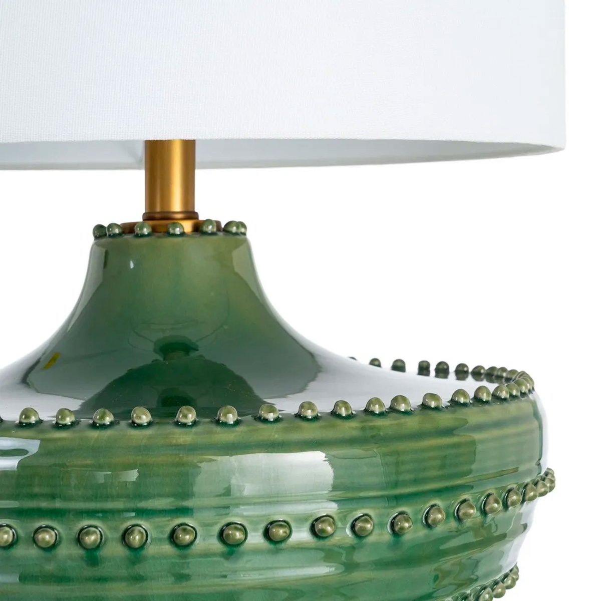 Lampe à poser en céramique verte et abat-jour lin blanc 38x38x65cm vert, WADIGA