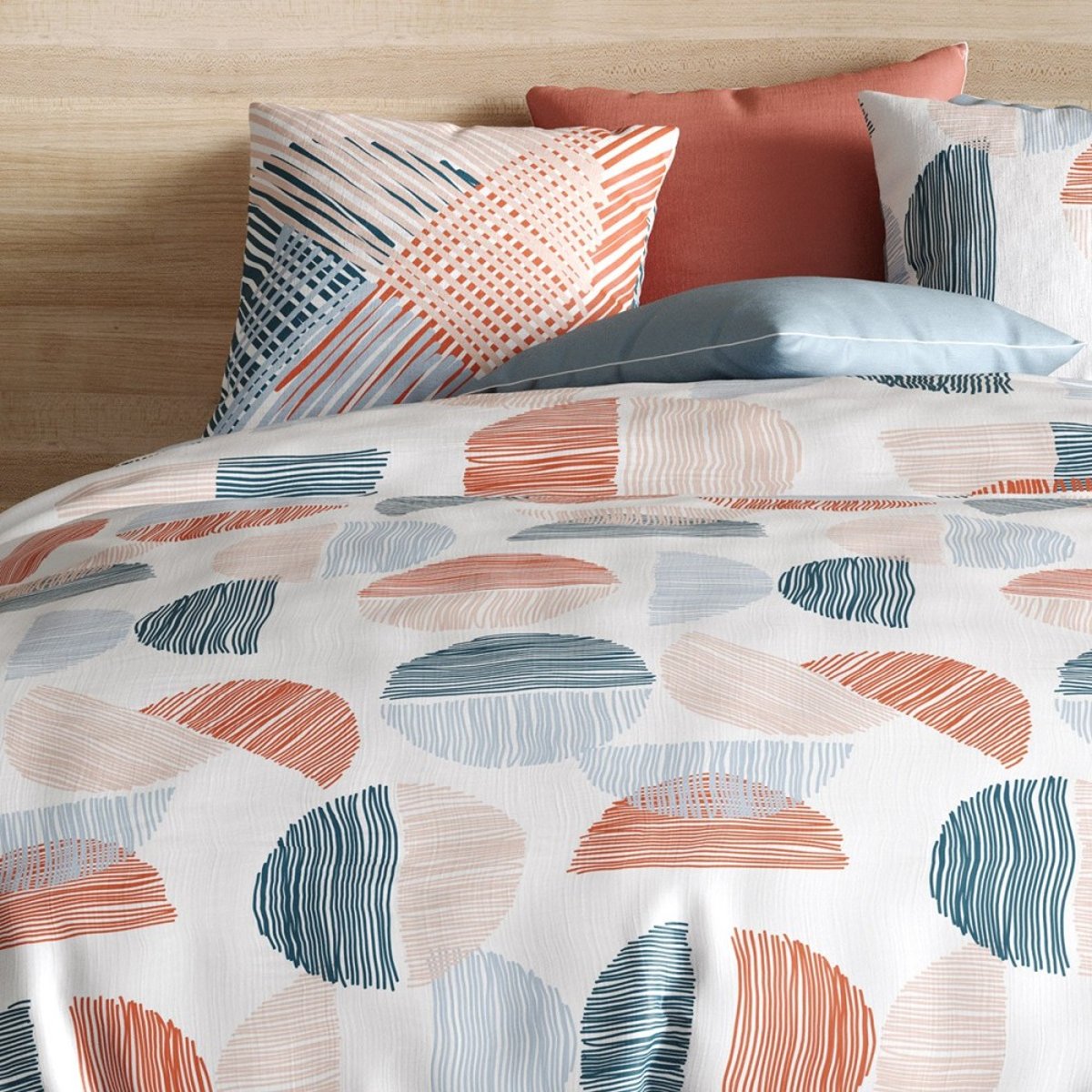 Housse de couette 260x240 Halley + 2 taies coton 57 fils blanc, DECORATIE