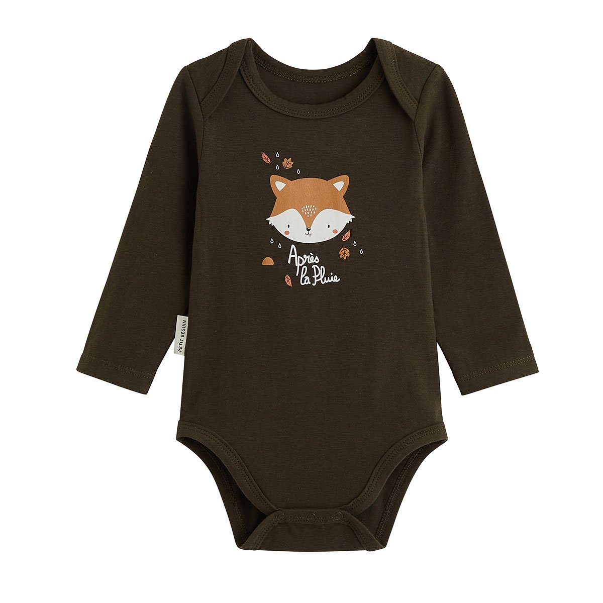 Lot de 3 bodies bébé manches longues Ginkgo vert, PETIT BEGUIN