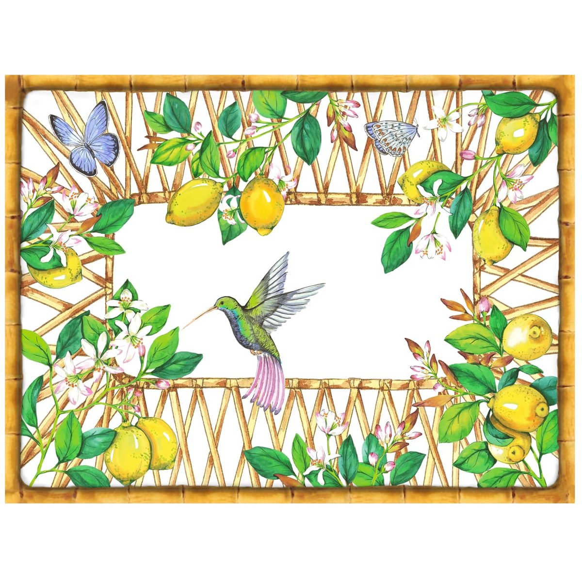 Set de table (40 x 30 cm) lot de 6 - Capri blanc / vert / jaune, LES JARDINS DE LA COMTESSE