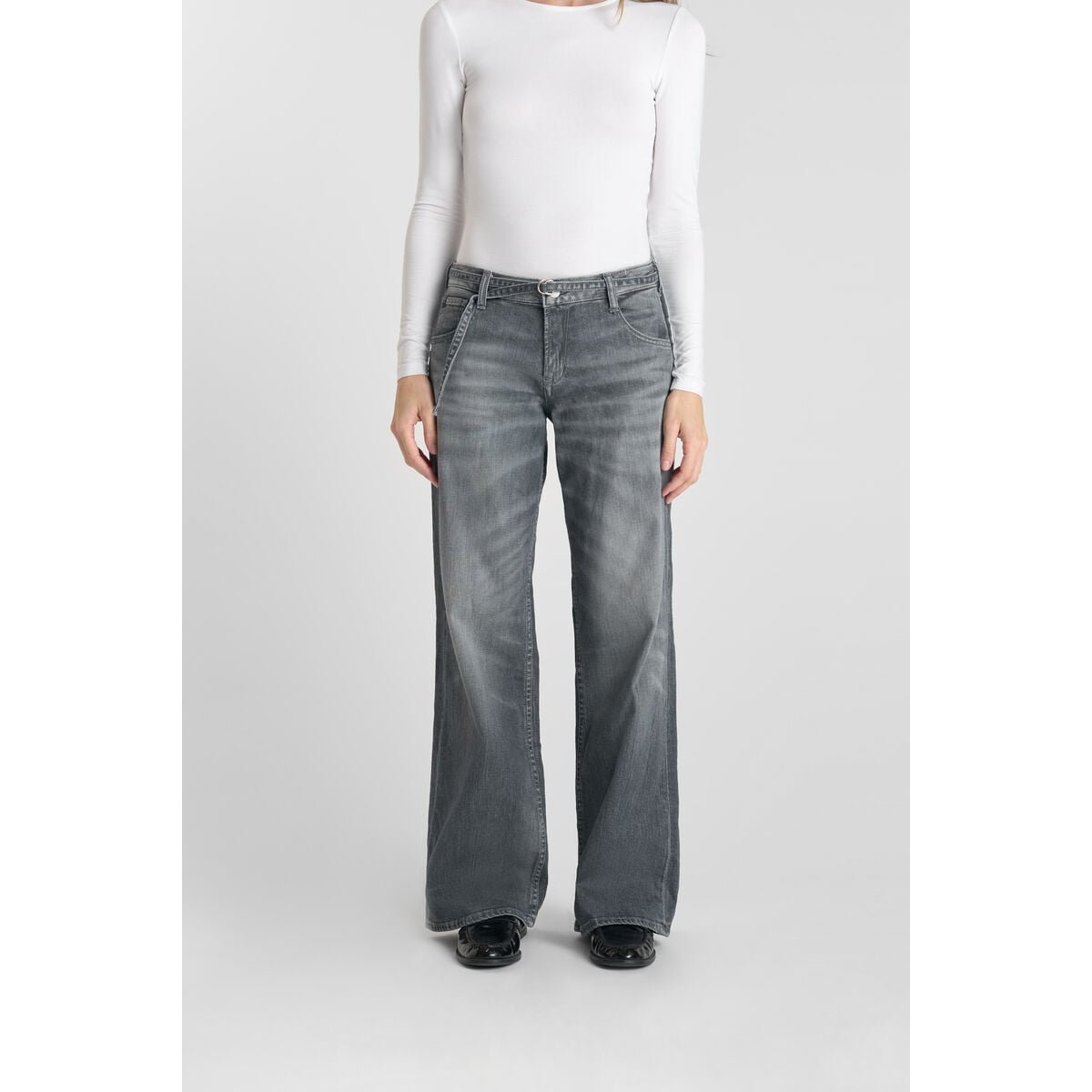 Jeans loose, large wide leg , longueur 34 grey, LE TEMPS DES CERISES