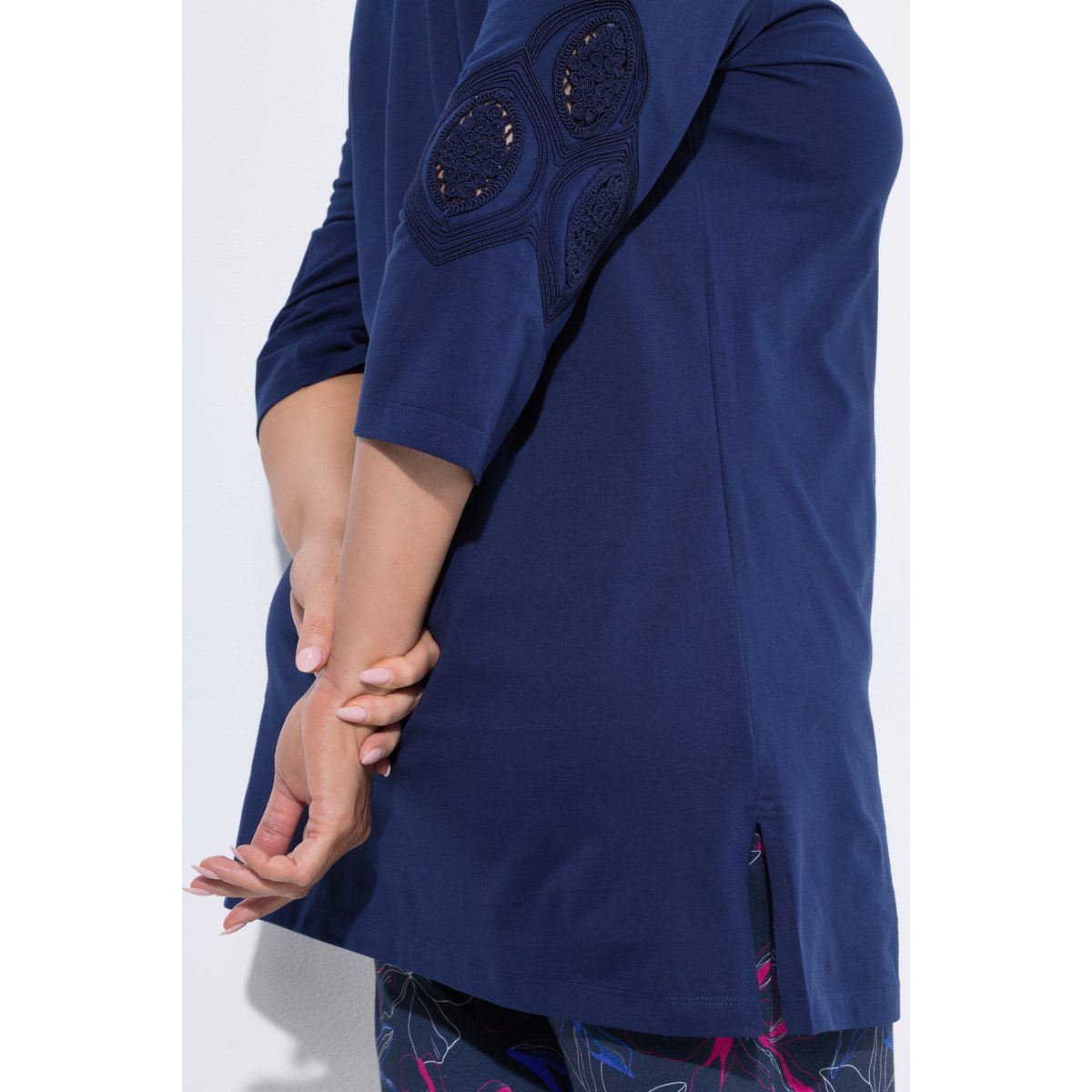 T-shirt manches 3/4 bleu encre, ULLA POPKEN
