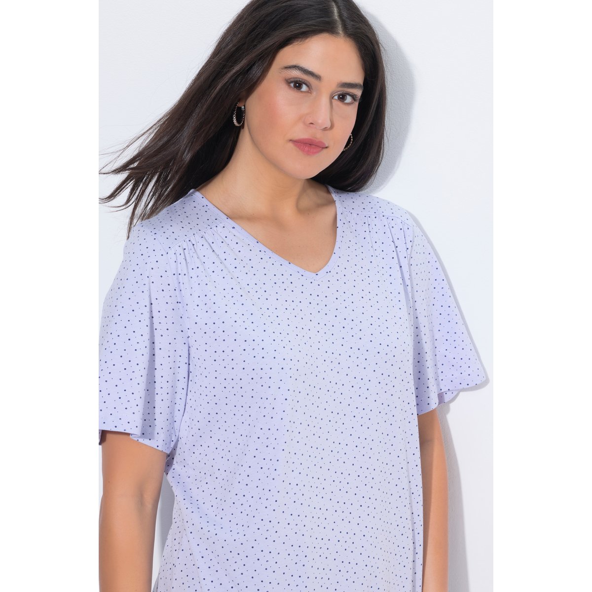 T-shirt à volant, manches courtes cloche lavande, ULLA POPKEN