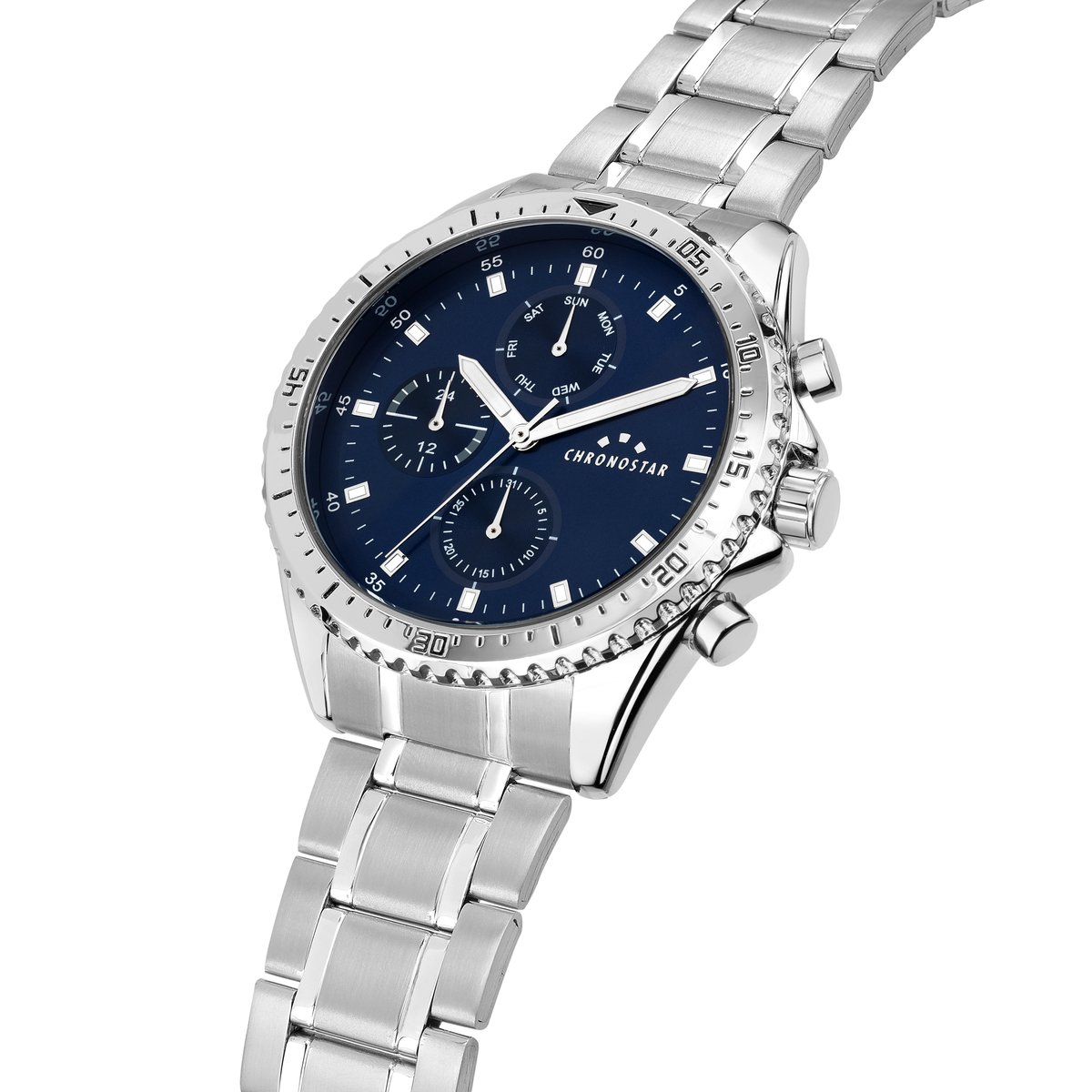 Montre multifonction RACE bleu, mat, CHRONOSTAR