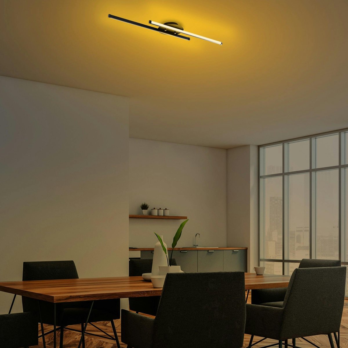 Plafonnier design 2 barres LED VIESTE noir, PIER IMPORT