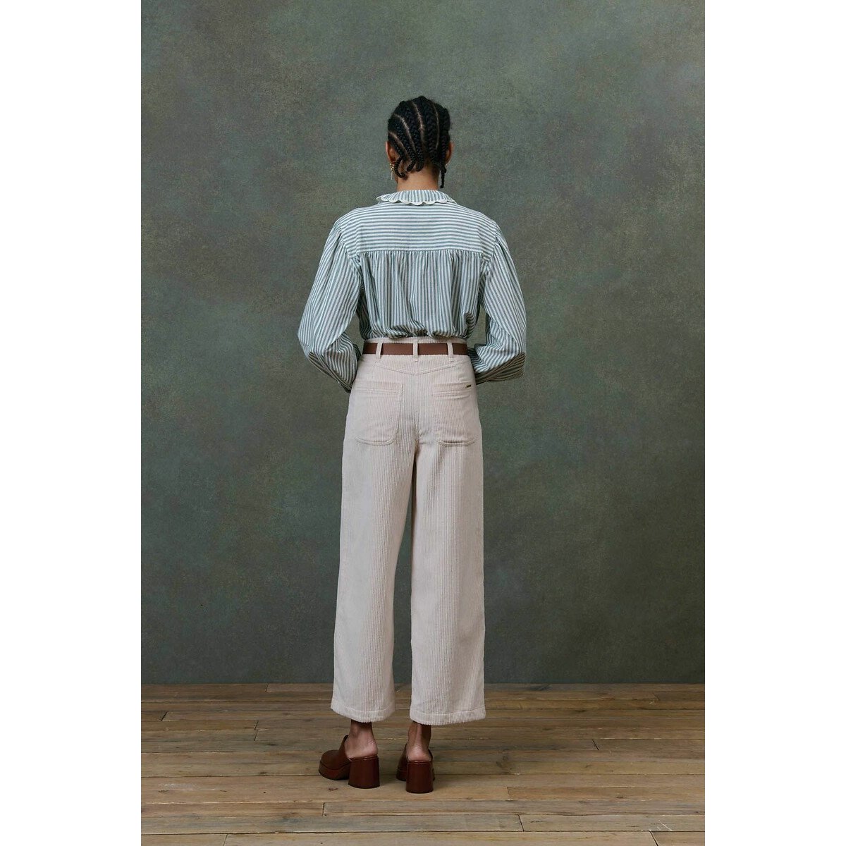 Cora Striped Embroidered Blouse green/white striped, LOUISE MISHA