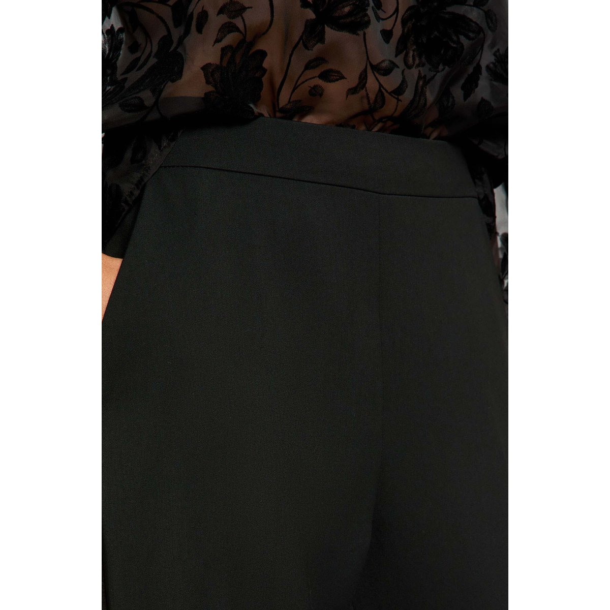 Pantalon droit satin noir, MORGAN