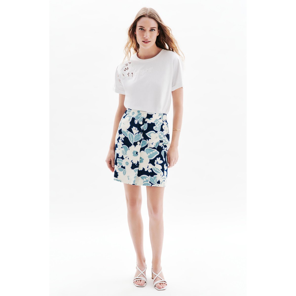 Jupe courte droite JOKAN bleu clair, CAROLL