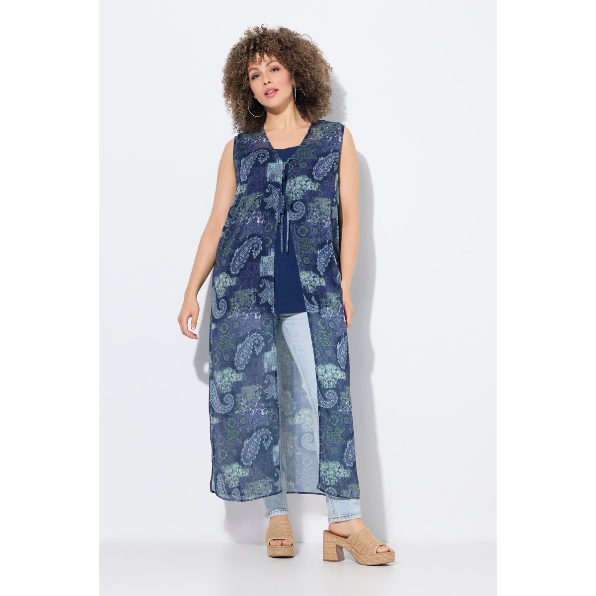 Blouse longue sans manches bleu foncé, ULLA POPKEN