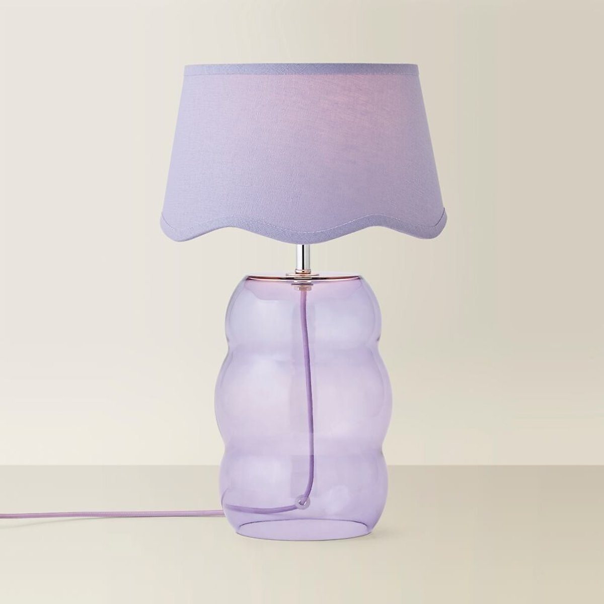 Lola Glass Bubble Table Lamp with Scallop Shade purple, SO'HOME